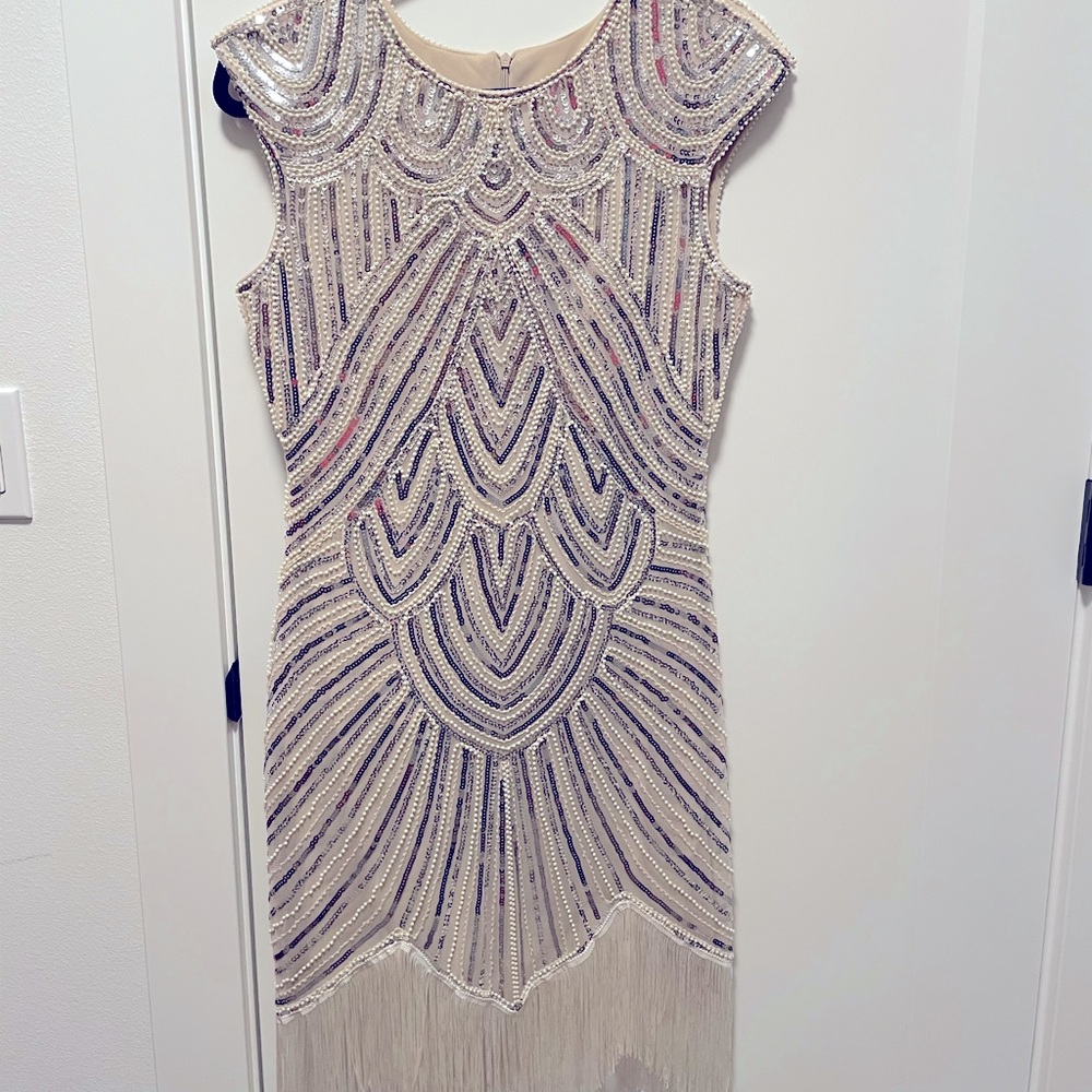 Elegant Cream Beaded Dress
